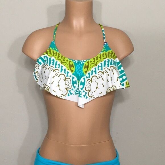 Nanette Lepore multicolored flutter bikini top. NWOT - Picture 4 of 8